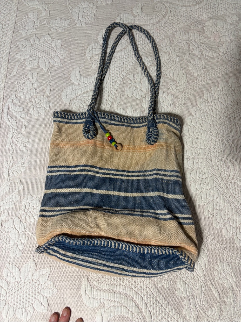 Catstudio BOHO canvas Blue and Cream Striped Women’s Tote Bag versatile